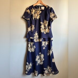 Floral Navy Maxi Dress with Cream Bloom Print